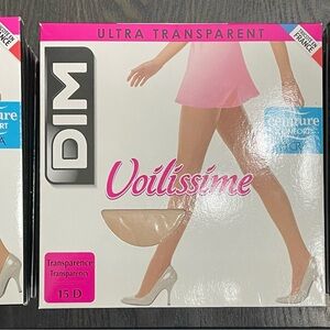 Dim Ultra Transparent Pantyhose. 17 pairs total, size 4.  Brand new.  3 colors